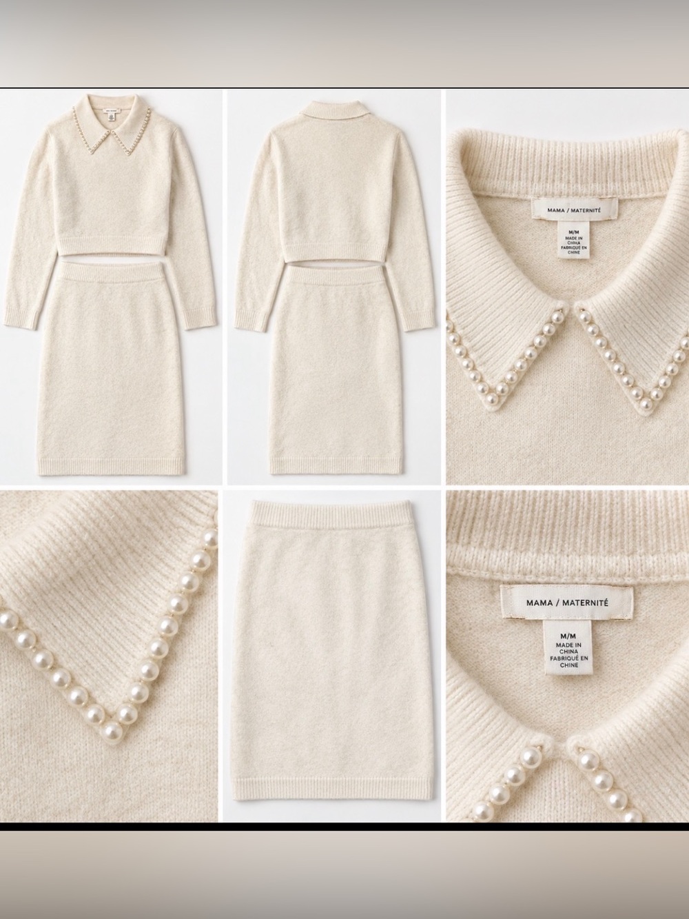 MAMA Maternité H&M Cream Knit Pencil Skirt